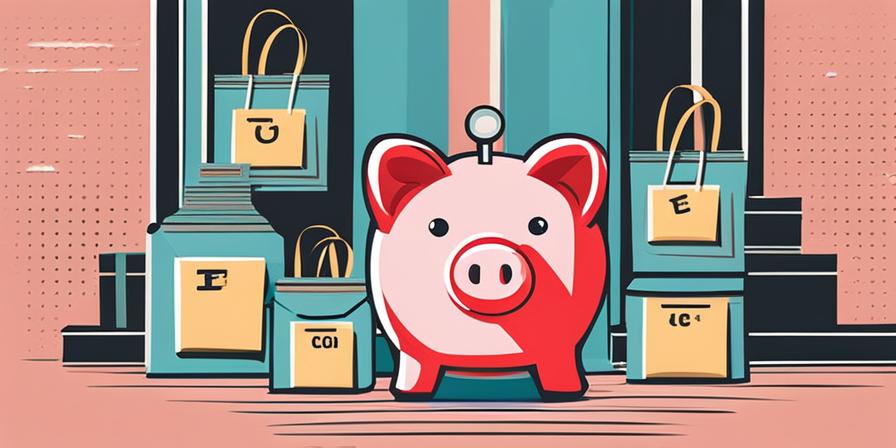 Financial success with a piggy bank and shopping bags
