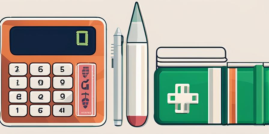 Calculadora rodeada de medicamentos y dinero