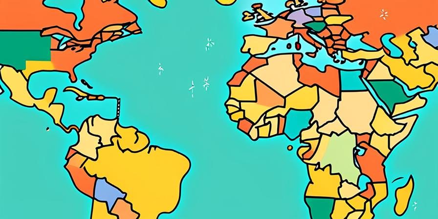 Estudiante buscando becas en un mapa mundial con lupa