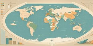 Flecha señalando múltiples destinos en el mapa mundial