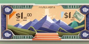 Pantalla dividida mostrando una bóveda y billetes de dólares