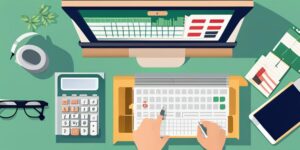 Estudiante manejando sus finanzas con una calculadora