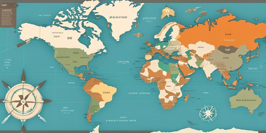 Mapa mundial con flechas señalando países